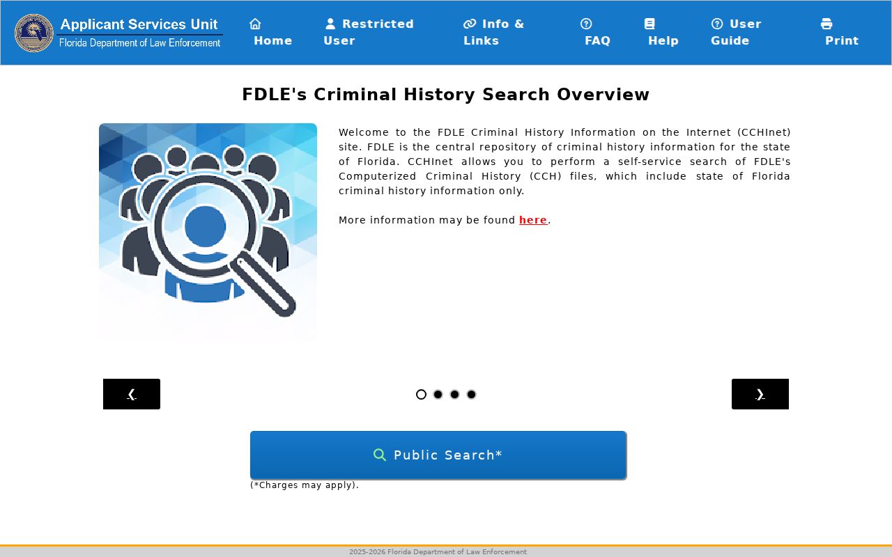 FDLE CCH Internet Search form
