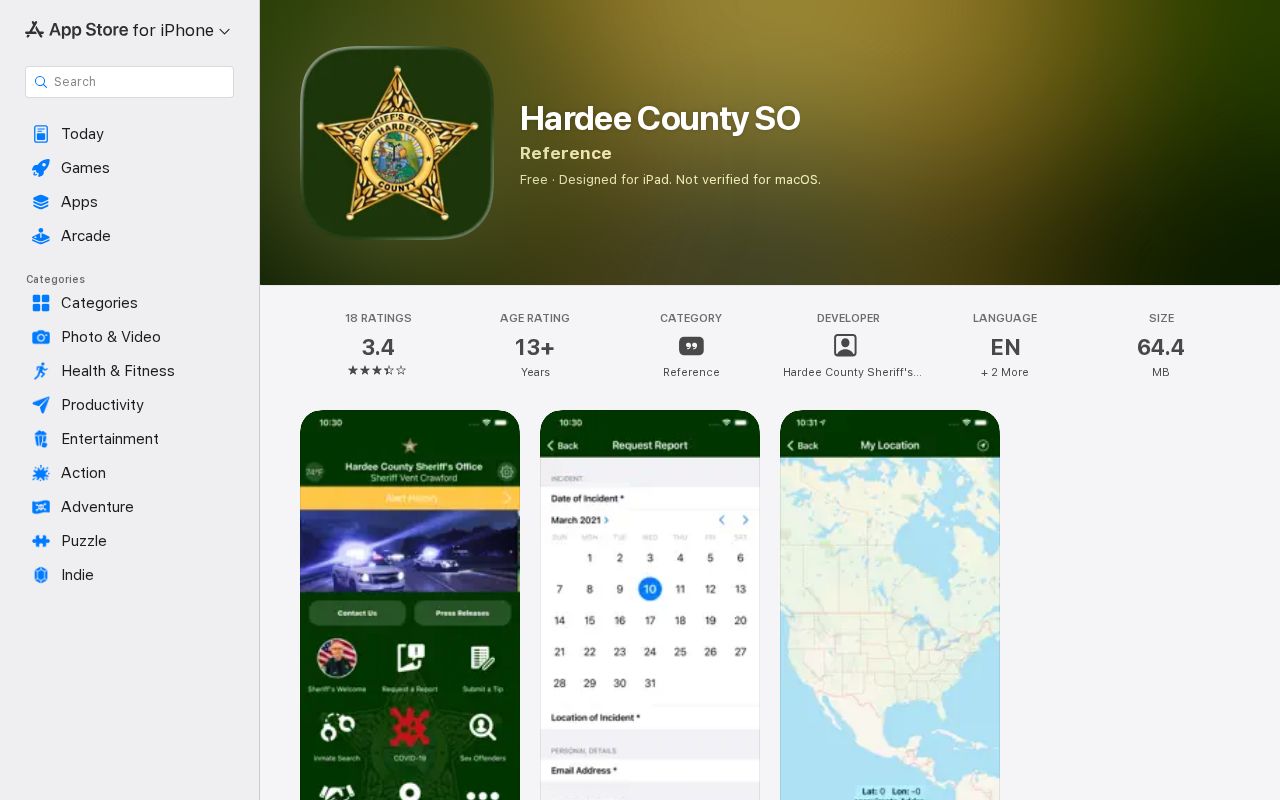 Official Hardee County Sheriff mobile app listing