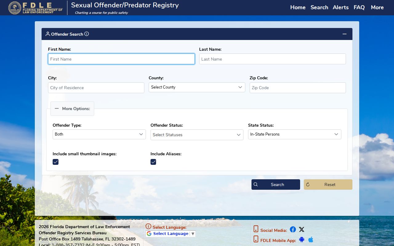 Florida sexual offenders and predators official search form